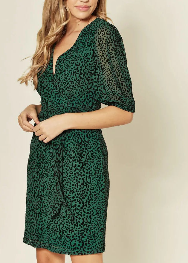 Wrap Dress In Green Animal Print ...